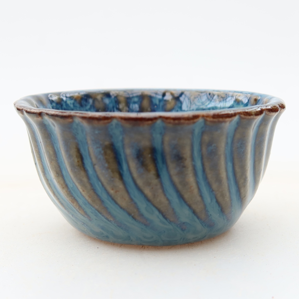 Ceramiczna miseczka do bonsai 5,5 x 5,5 x 3 cm, kolor niebieski