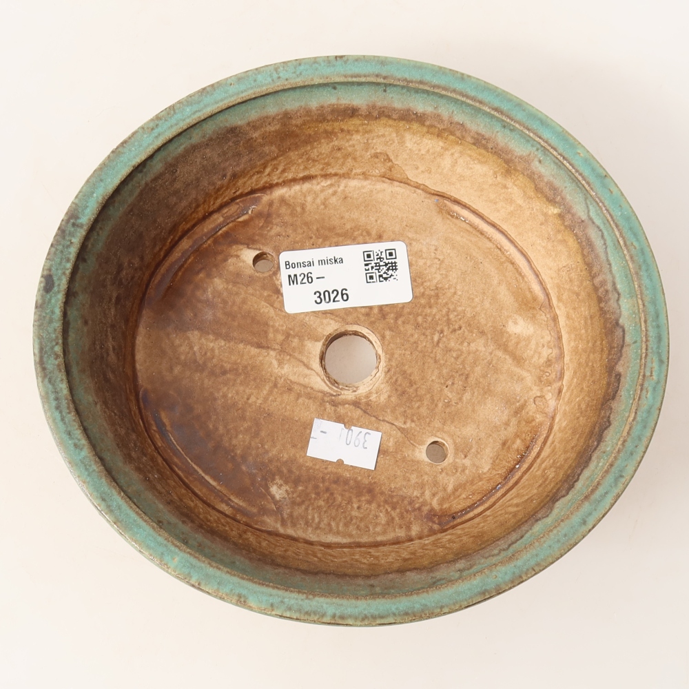 Ceramiczna miska do bonsai 17,5 x 16,5 x 4,5 cm, kolor zielony