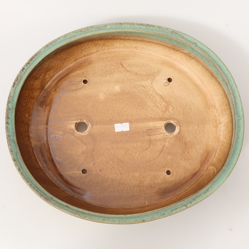 Ceramiczna miska do bonsai 31,5 x 27,5 x 6 cm, zielona