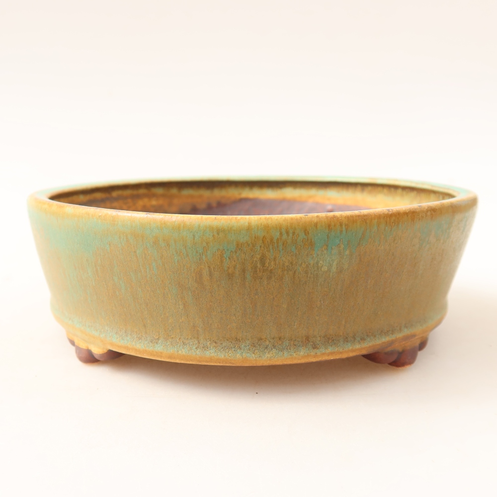Ceramiczna miska do bonsai 15,5 x 15,5 x 5 cm, zielona