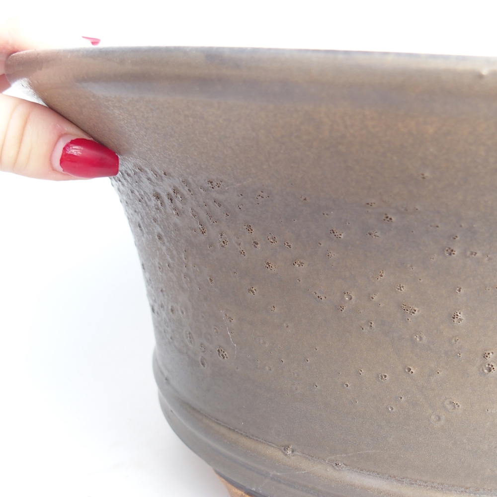 Ceramiczna miska do bonsai 31,5 x 31,5 x 14 cm, brązowa