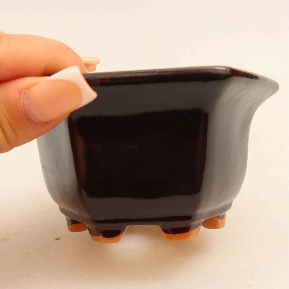 Ceramiczna miska do bonsai 10,5 x 9,5 x 5,5 cm, kolor czarny