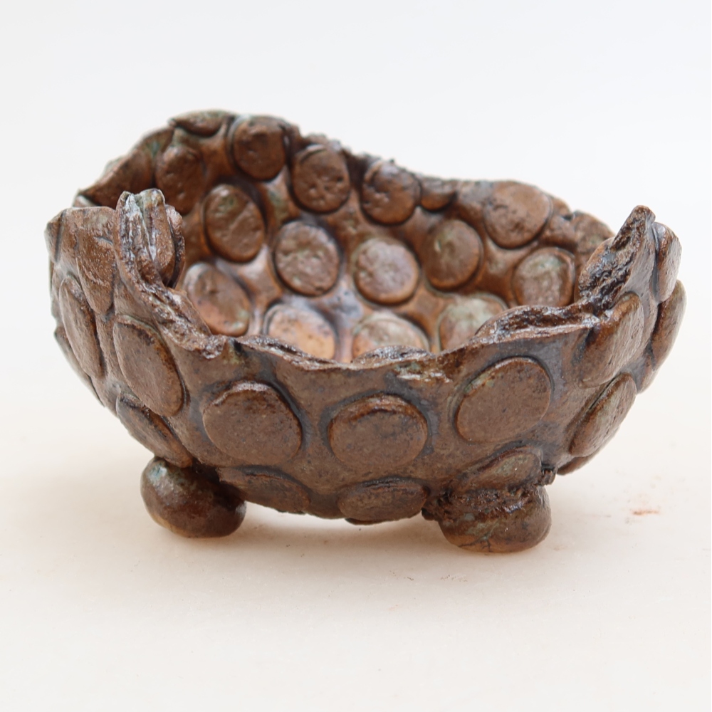 Ceramiczna skorupka  8,5 x 8,5 x 6 cm, kolor brązowo-zielony