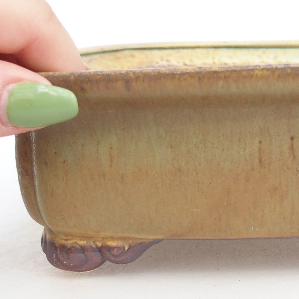 Ceramiczna miska do bonsai 20 x 17 x 6 cm, zielona