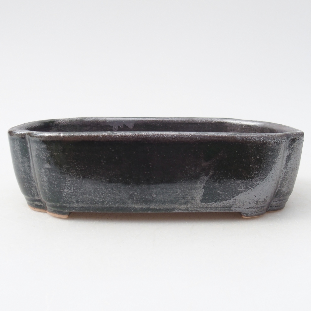 Ceramiczna miska na bonsai 16 x 11,5 x 4 cm, metaliczna zieleń