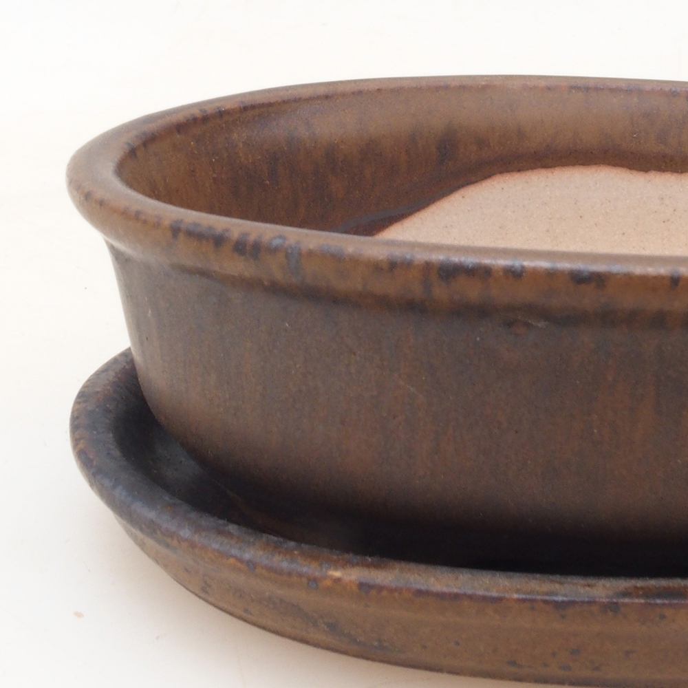 Bonsai bowl + spodek H04 - brązowy