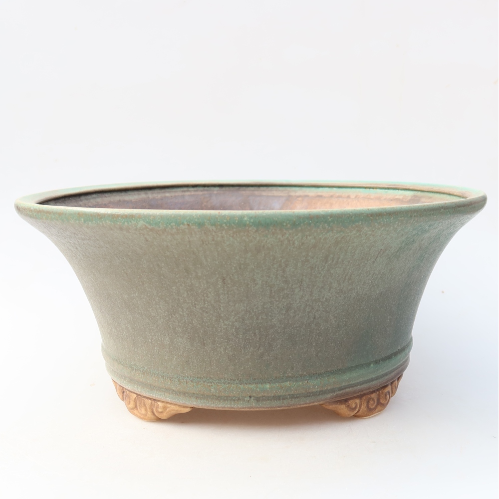 Ceramiczna miska do bonsai 29 x 29 x 12,5 cm, kolor zielony