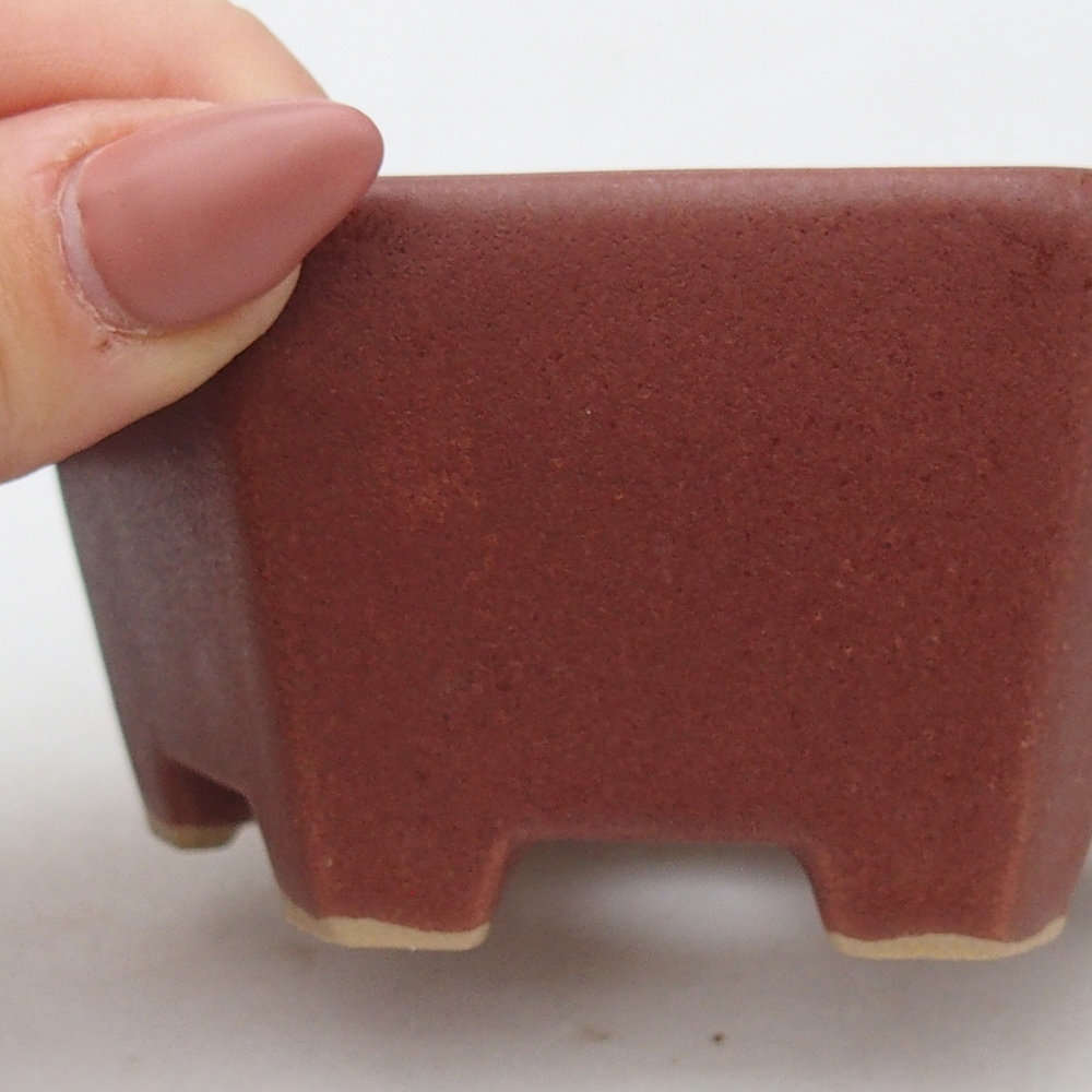 Ceramiczna miska do bonsai 10,5 x 9,5 x 5 cm, kolor bordowy