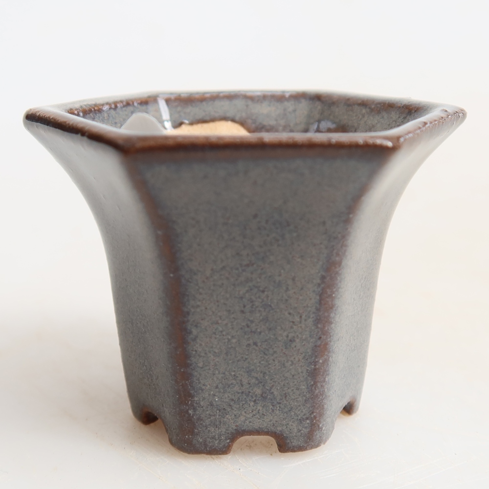 Ceramiczna miseczka do bonsai 4,5 x 4 x 3,5 cm, kolor szary
