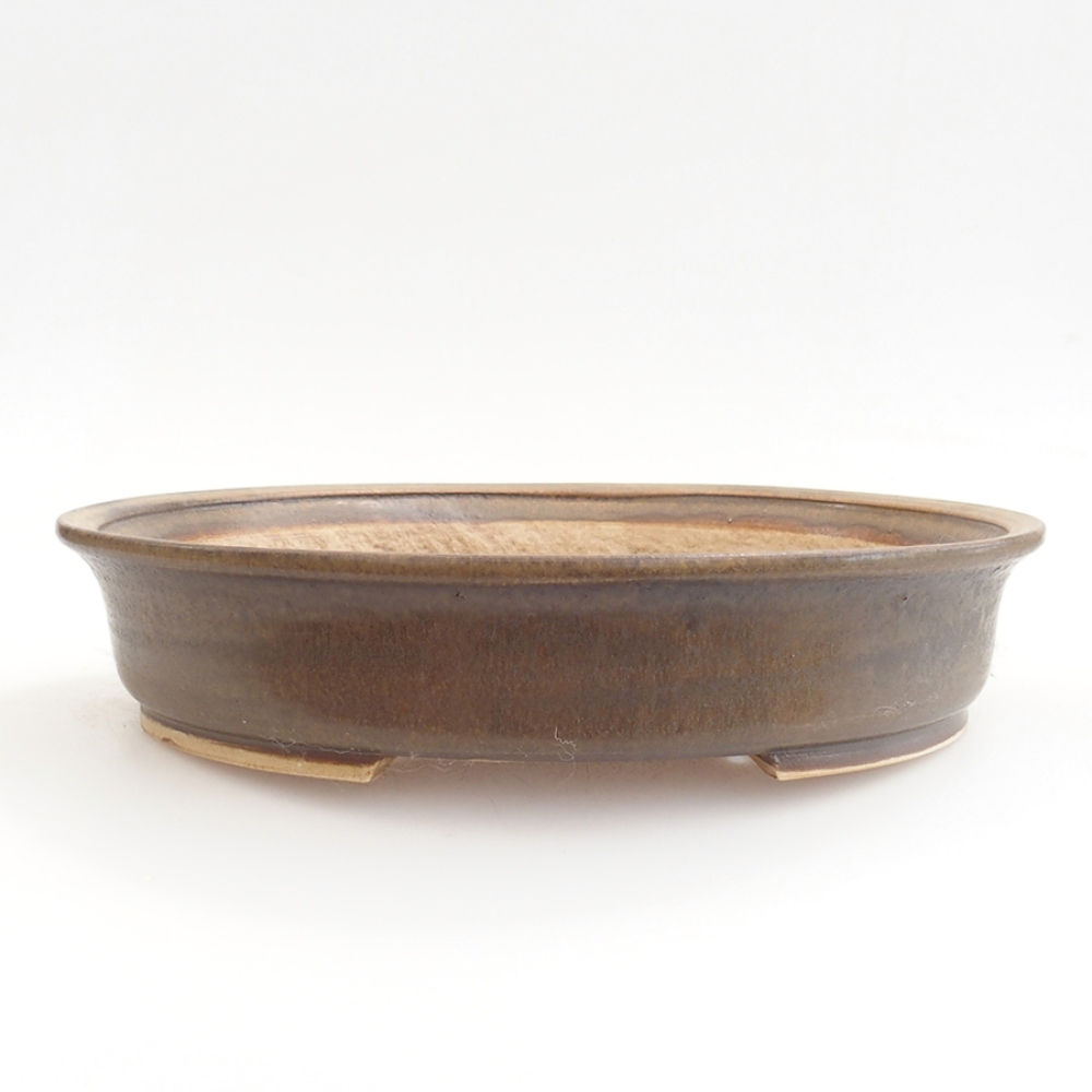 Ceramiczna miska do bonsai 25,5 x 23 x 5,5 cm, brązowa