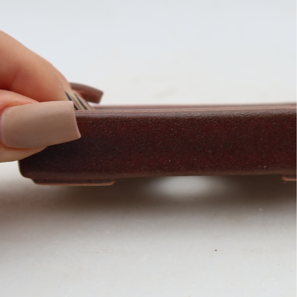 Ceramiczna miseczka do bonsai 10 x 7 x 2 cm, kolor bordowy