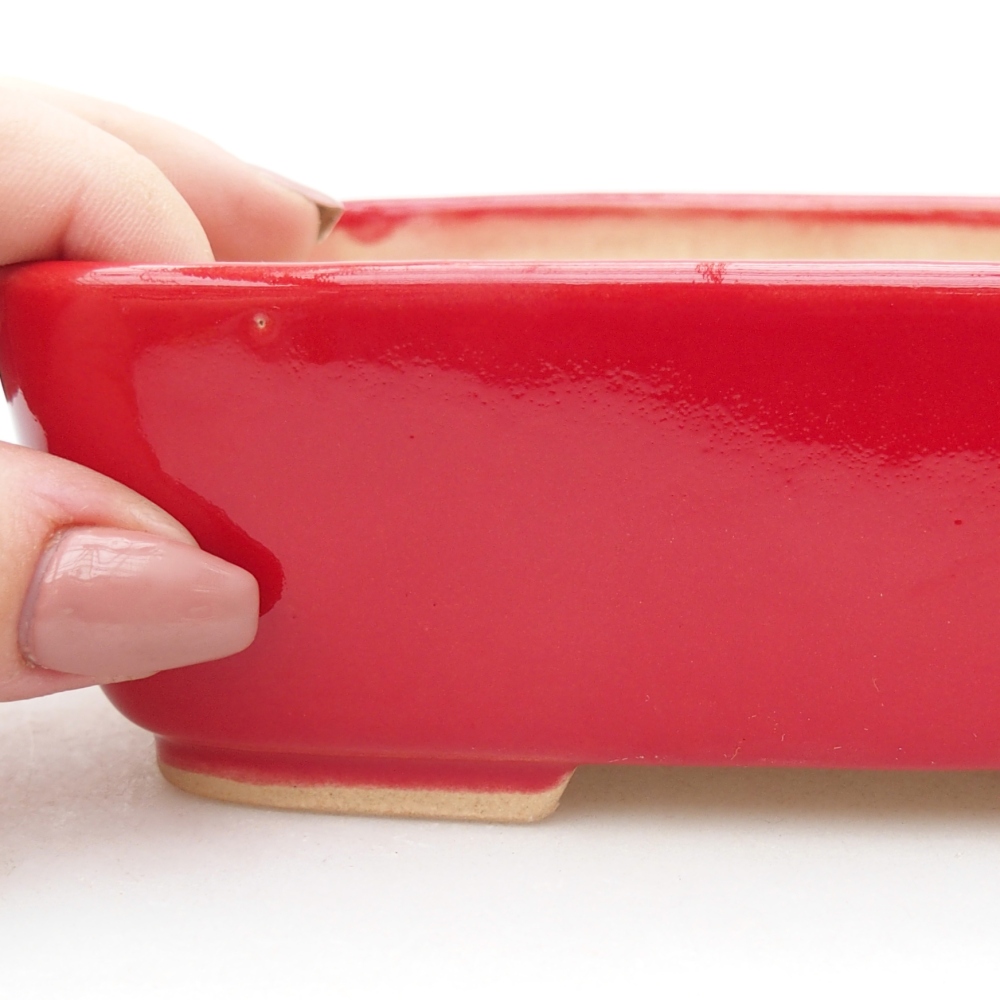 Ceramiczna miska do bonsai 15 x 12 x 4,5 cm, kolor czerwony