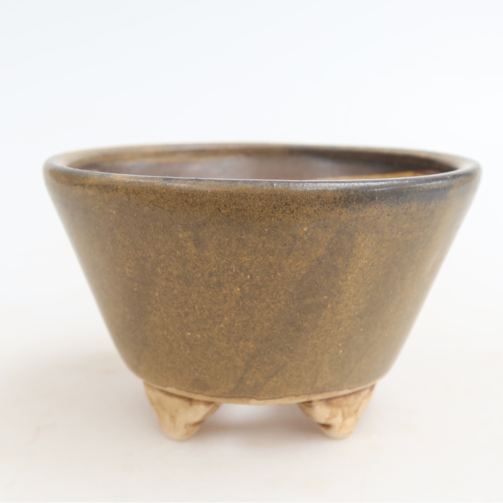 Ceramiczna miseczka do bonsai 8,5 x 8,5 x 5 cm, kolor brązowy