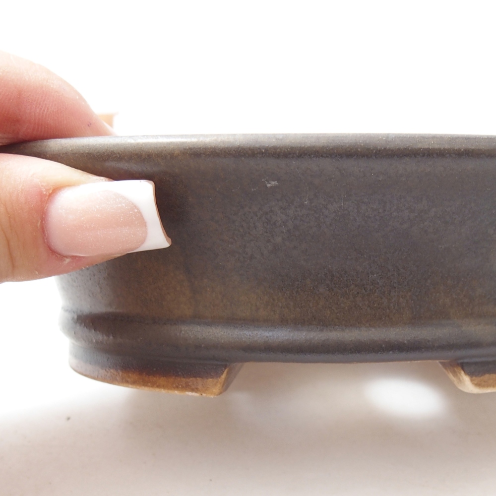 Ceramiczna miska do bonsai 14 x 12,5 x 4 cm, brązowa