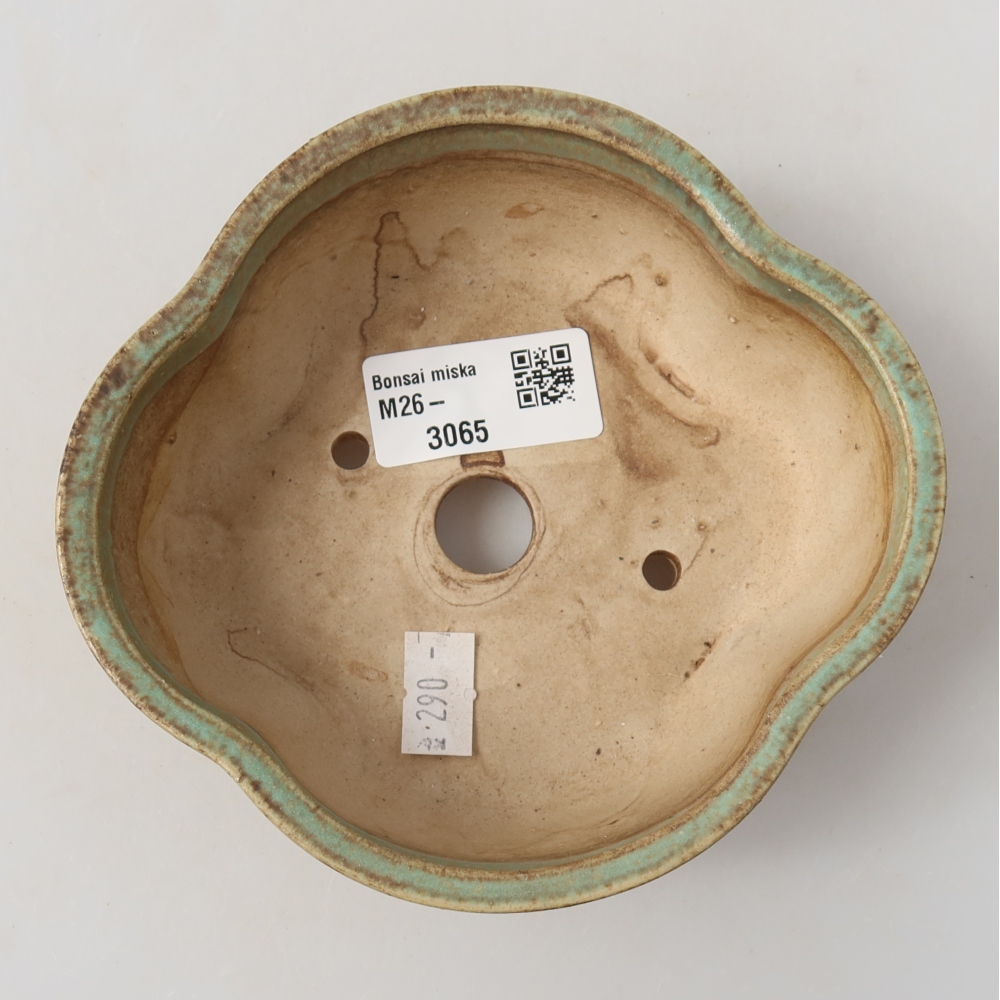 Ceramiczna miska do bonsai 13,5 x 12,5 x 5 cm, kolor zielony