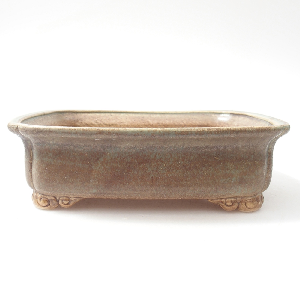 Ceramiczna miska do bonsai 19,5 x 16,5 x 6 cm, kolor zielony
