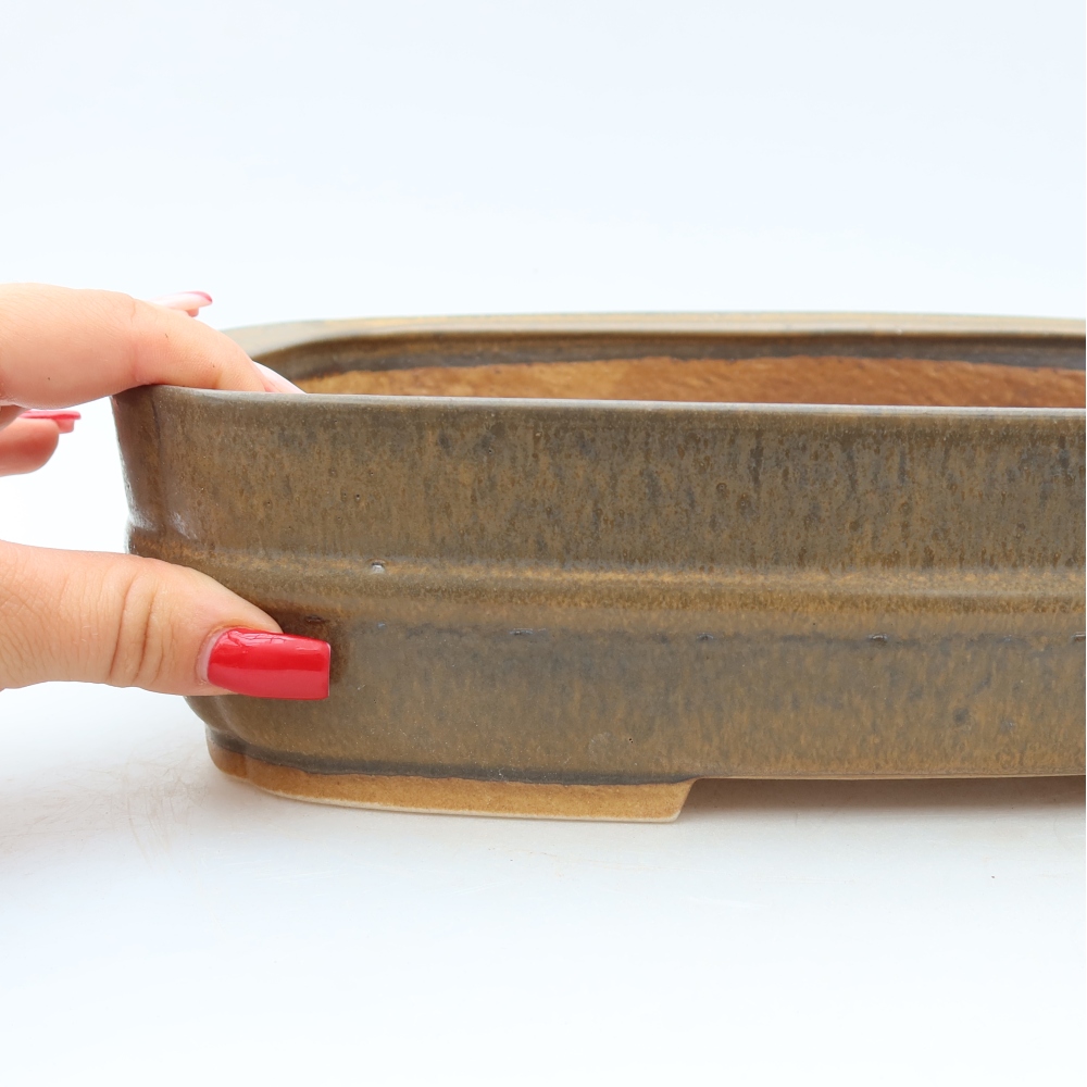 Ceramiczna miska do bonsai 29,5 x 24,5 x 7 cm, kolor brązowy