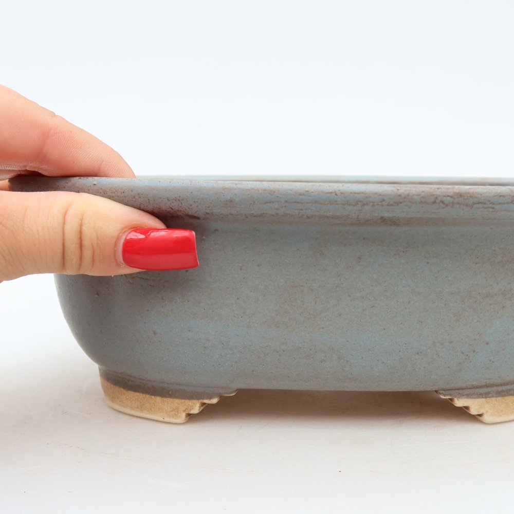 Ceramiczna miska do bonsai 20 x 16,5 x 7 cm, kolor niebieski