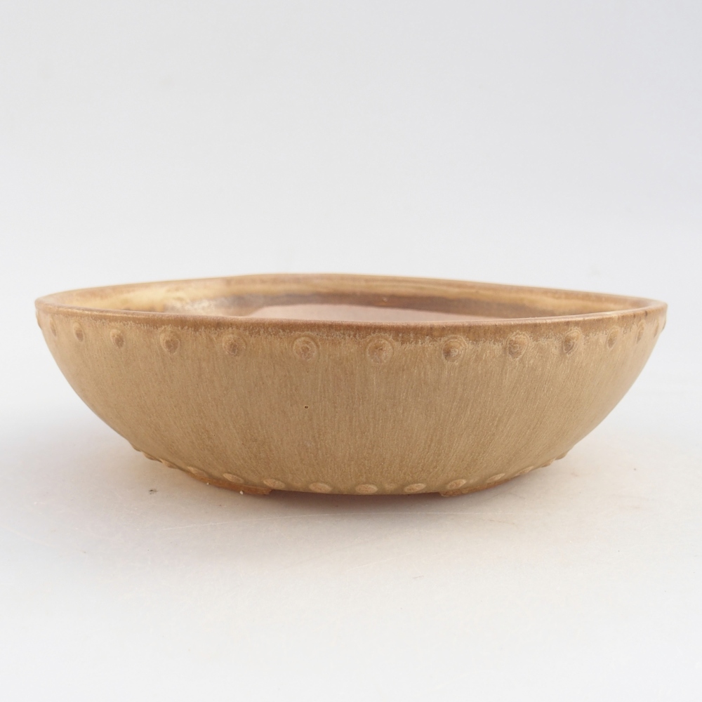 Ceramiczna miska do bonsai 17,5 x 17,5 x 5 cm, kolor beżowy
