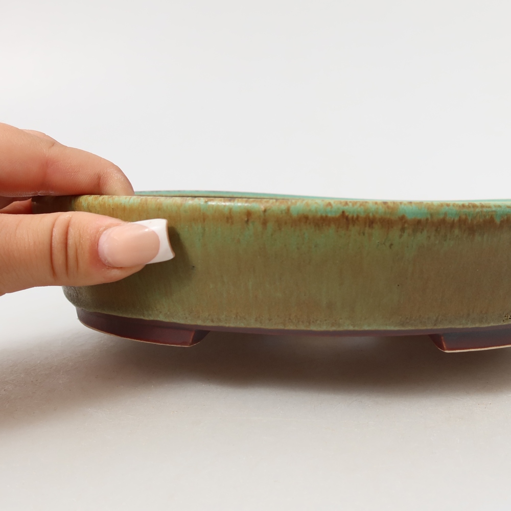 Ceramiczna miska do bonsai 21 x 19 x 4,5 cm, zielona