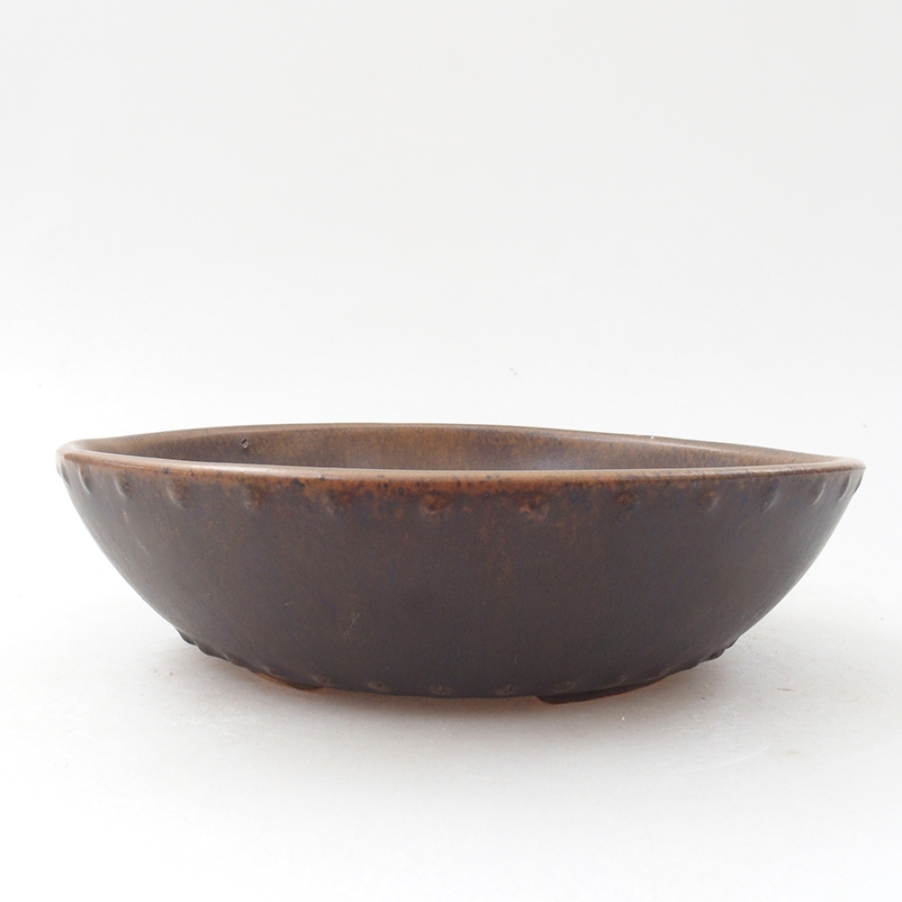 Ceramiczna miska bonsai 17,5 x 17,5 x 5 cm, kolor brązowy