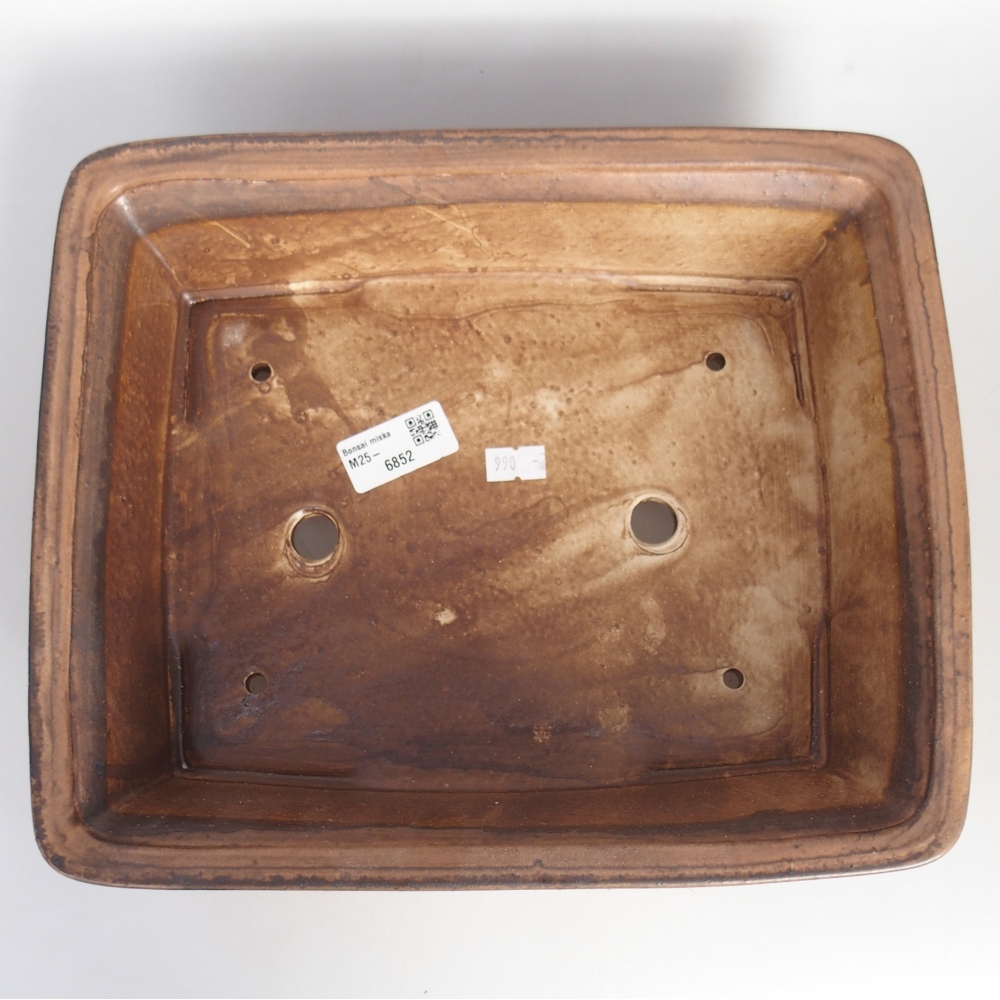 Ceramiczna miska na bonsai 29,5 x 24 x 8 cm, brązowa