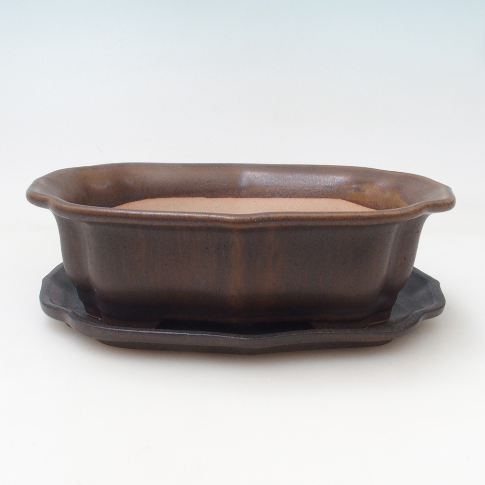 Bonsai bowl + spodek H01 - 12x9x5 cm