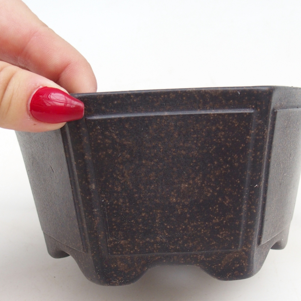 Ceramiczna miska do bonsai 13 x 12 x 7 cm, kolor brązowo-ochrowy