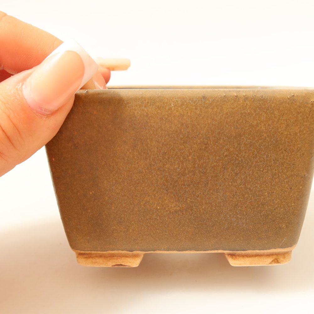 Ceramiczna miska do bonsai 8,5 x 8,5 x 5,5 cm, brązowa