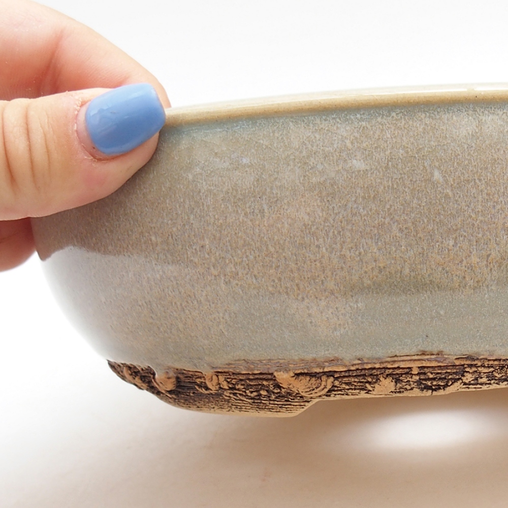 Ceramiczna miska do bonsai 18,5 x 18,5 x 5,5 cm, kolor zielony
