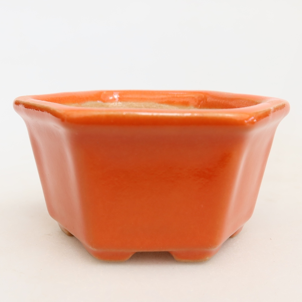 Ceramiczna miseczka do bonsai 7,5 x 7 x 4 cm, kolor pomarańczowy