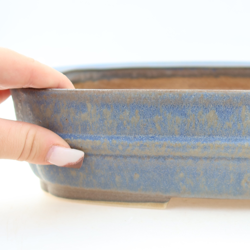 Ceramiczna miska do bonsai 29 x 23 x 7 cm, kolor niebieski