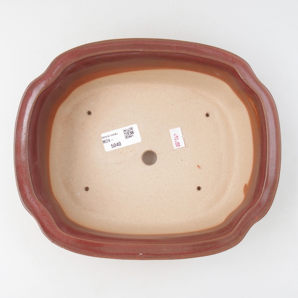 Ceramiczna miska bonsai 24,5 x 21 x 7 cm, kolor bordowy