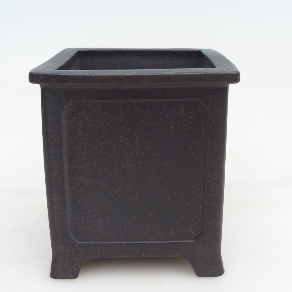 Ceramiczna miska do bonsai 9,5 x 9,5 x 10 cm, brązowo-ochrowa
