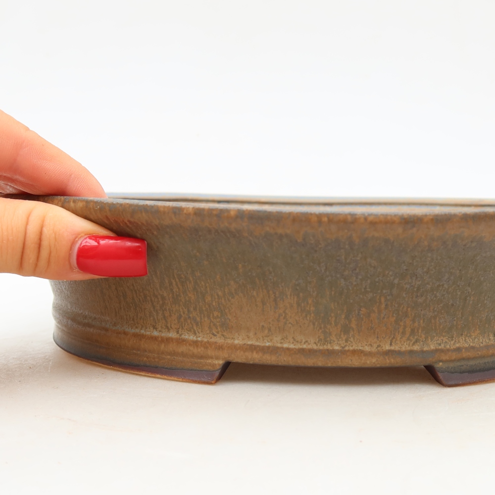 Ceramiczna doniczka do bonsai 24 x 21,5 x 5,5 cm, kolor brązowy
