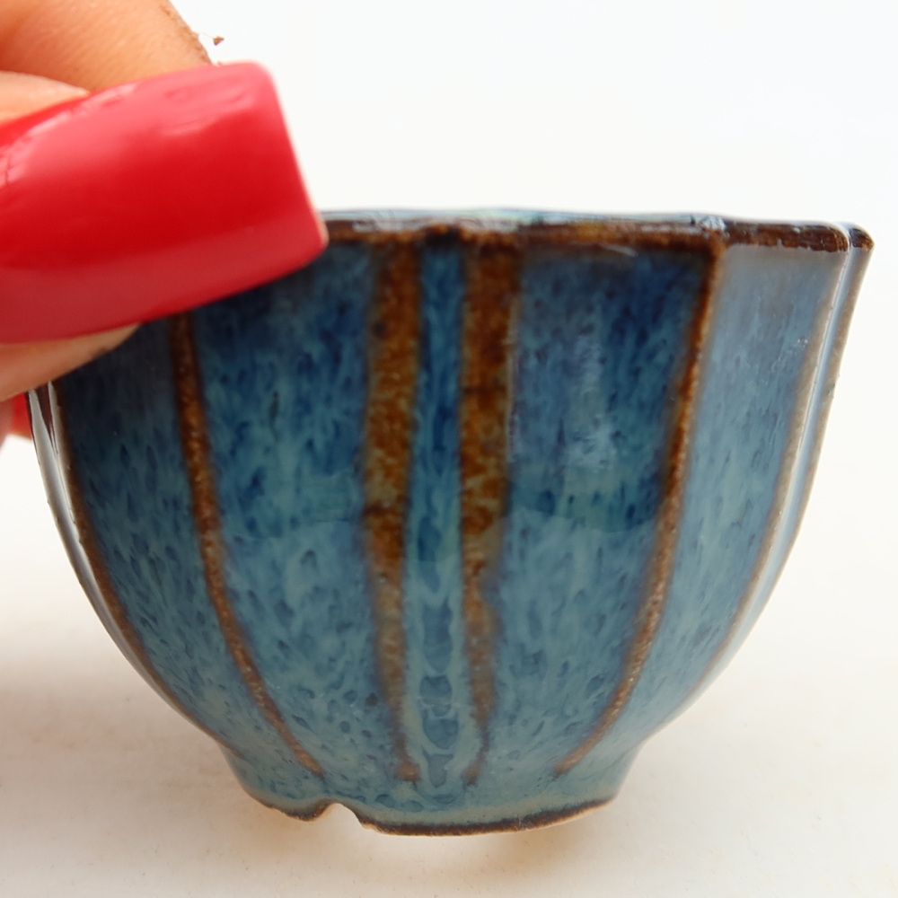 Ceramiczna miseczka do bonsai 5,5 x 5,5 x 3,5 cm, kolor niebieski