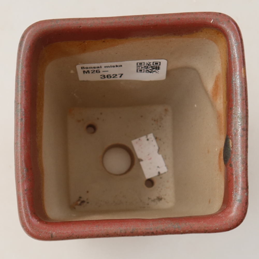 Ceramiczna miseczka do bonsai 8,5 x 8,5 x 11 cm, kolor różowy