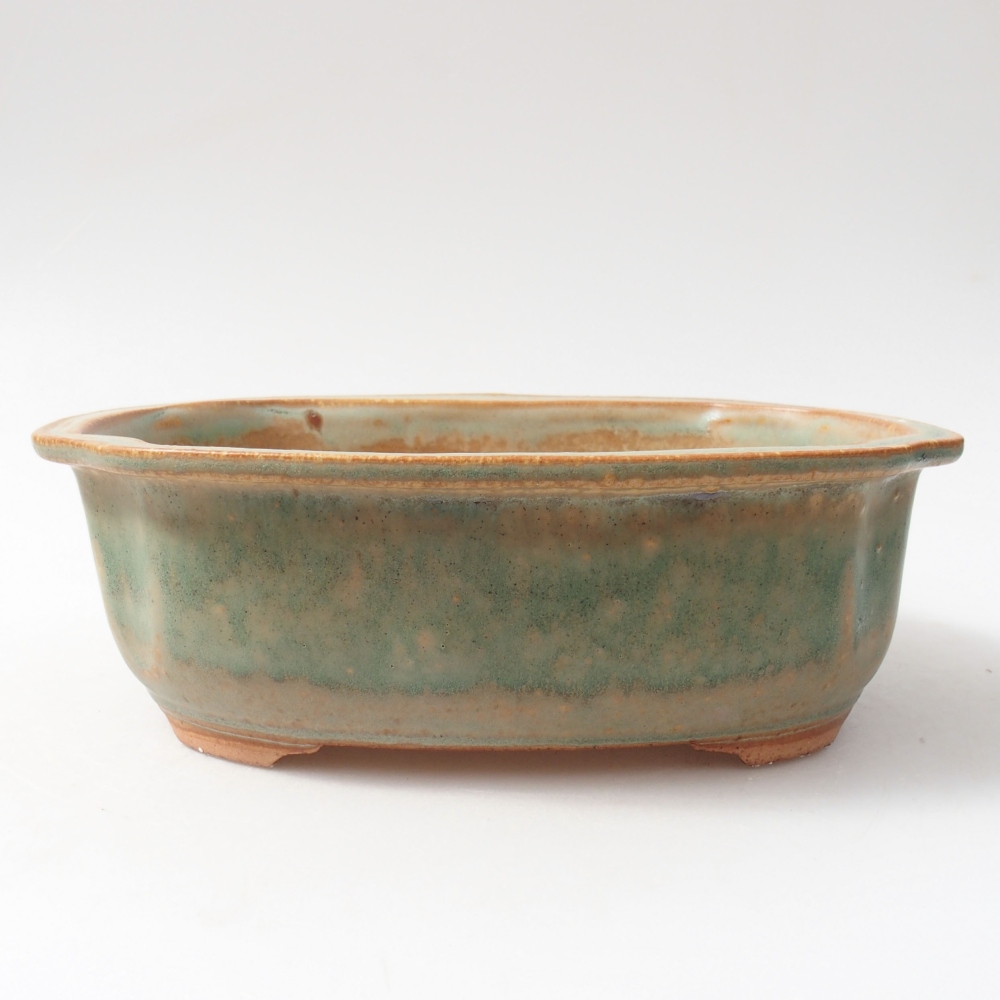Ceramiczna miska bonsai 22 x 18 x 7 cm, kolor zielony
