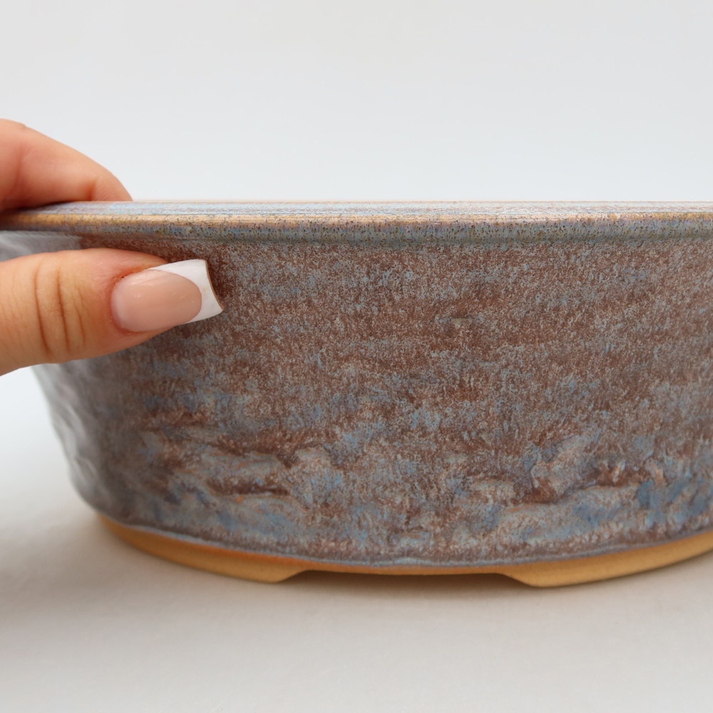 Ceramiczna miska na bonsai 26,5 x 26,5 x 8 cm, kolor niebieski