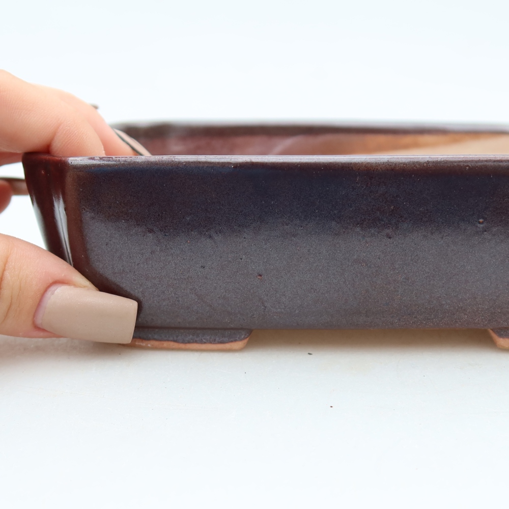 Ceramiczna miska do bonsai 15 x 12,5 x 4,5 cm, kolor brązowy