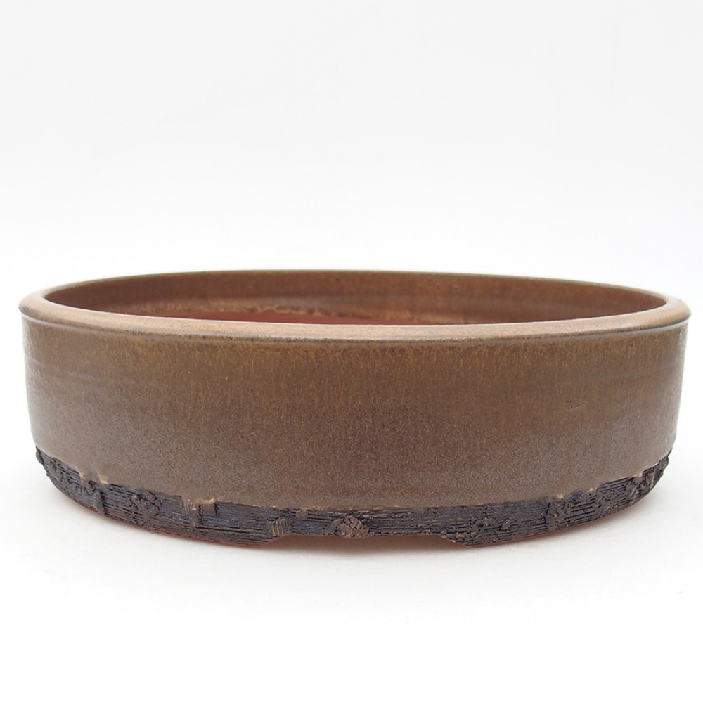 Ceramiczna miska bonsai 24,5 x 24,5 x 6 cm, kolor brązowy