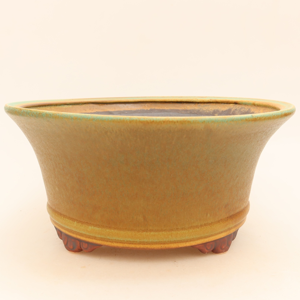 Ceramiczna miska do bonsai 24,5 x 24,5 x 11 cm, kolor zielony