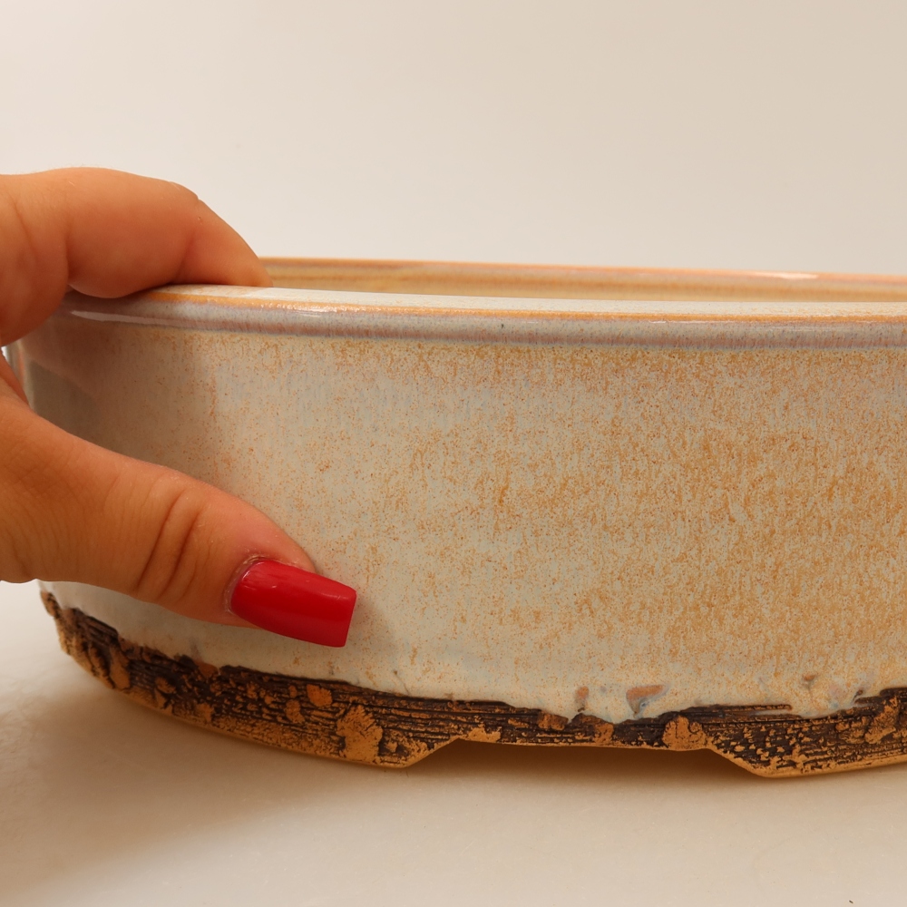 Ceramiczna miska do bonsai 28 x 28 x 8 cm, kolor beżowy