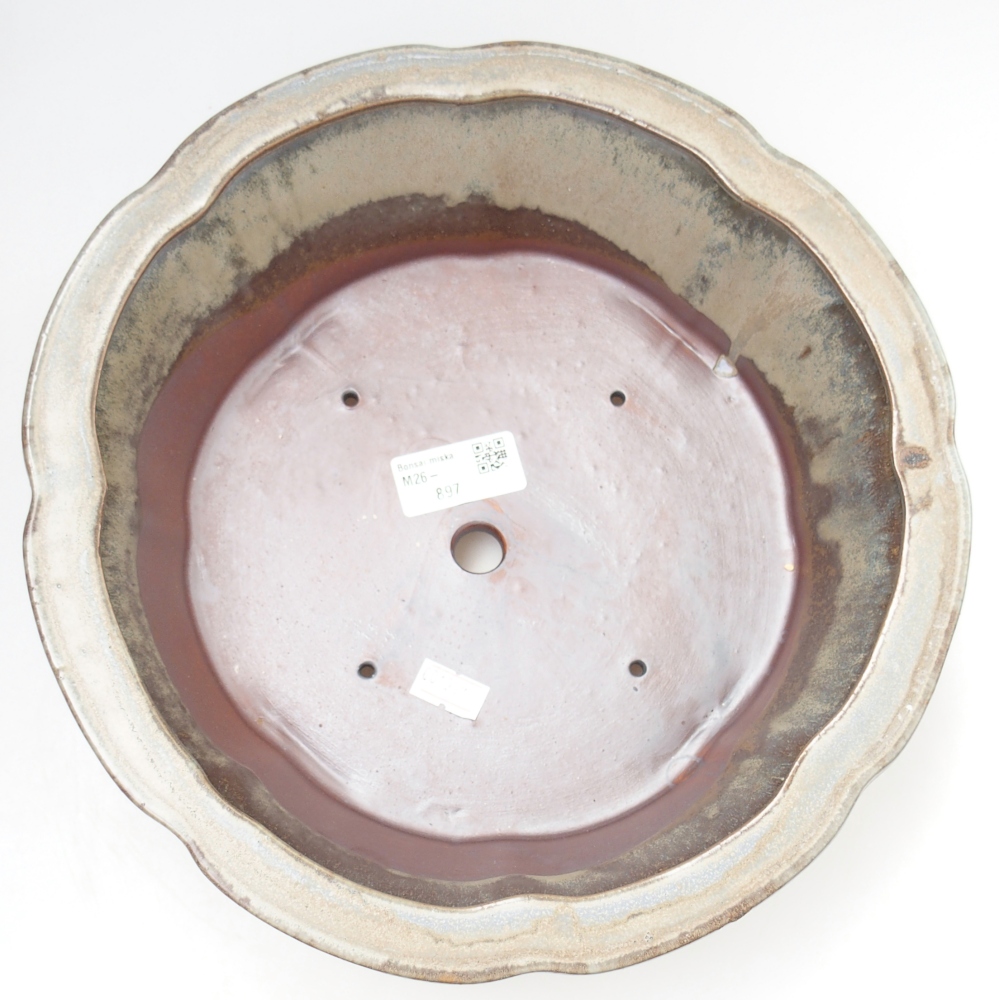 Ceramiczna miska na bonsai 26,5 x 26,5 x 8 cm, niebiesko-szara