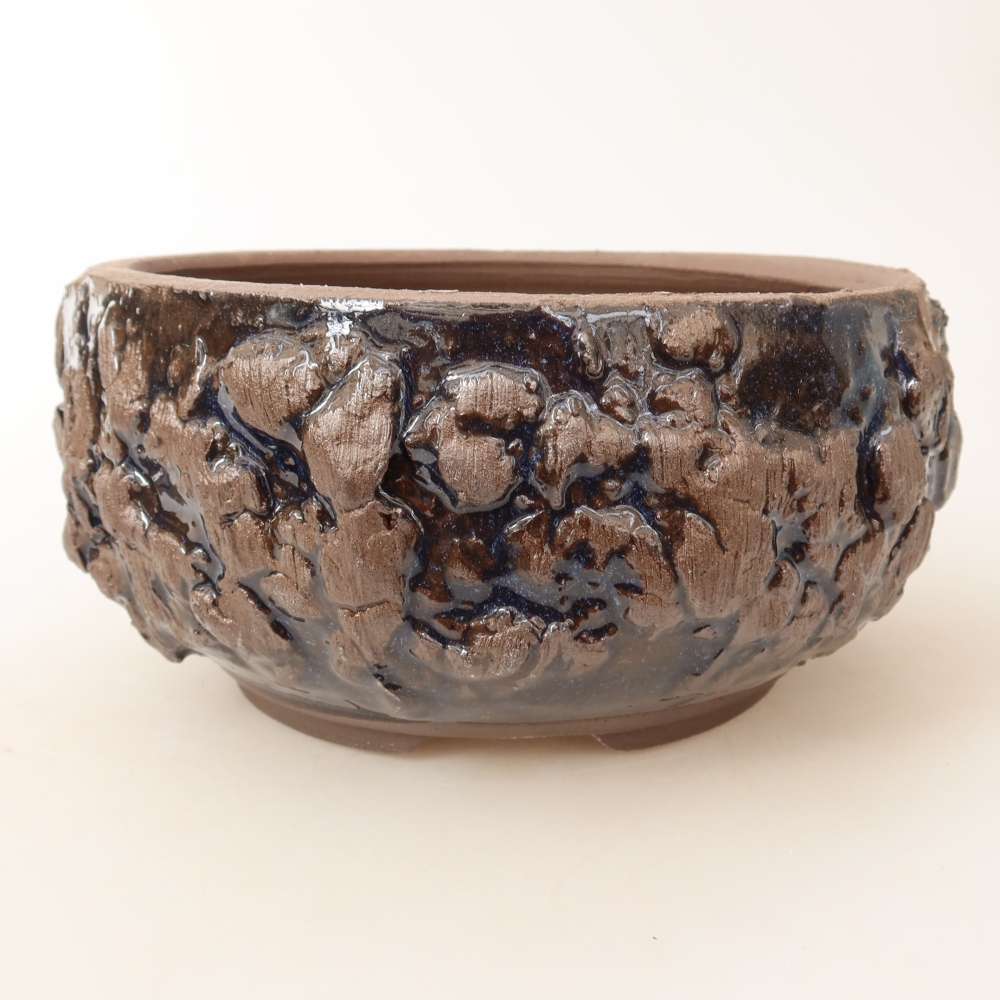 Ceramiczna miseczka do bonsai 16 x 16 x 8 cm, kolor brązowy