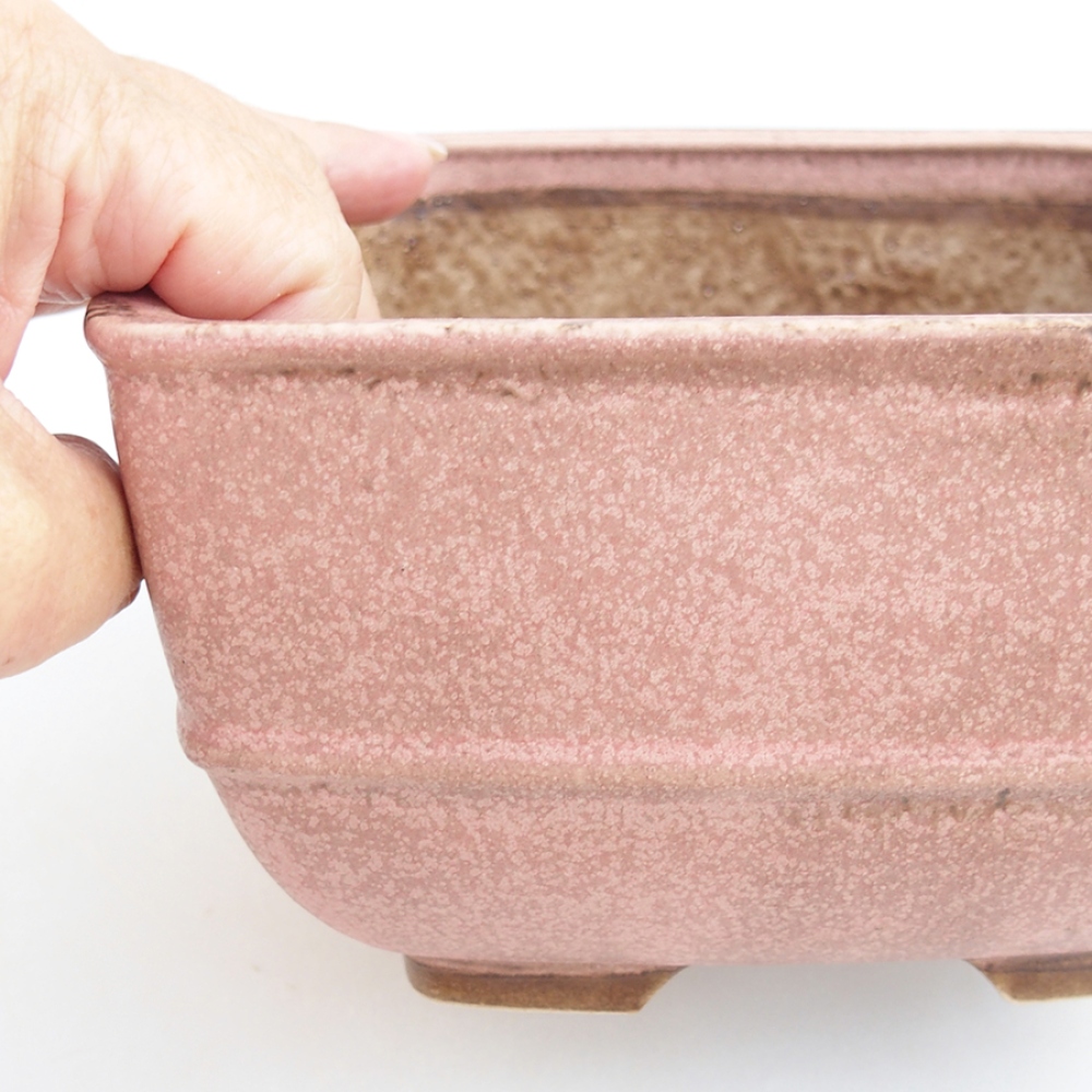 Ceramiczna miska bonsai 16 x 16 x 9 cm, kolor różowy