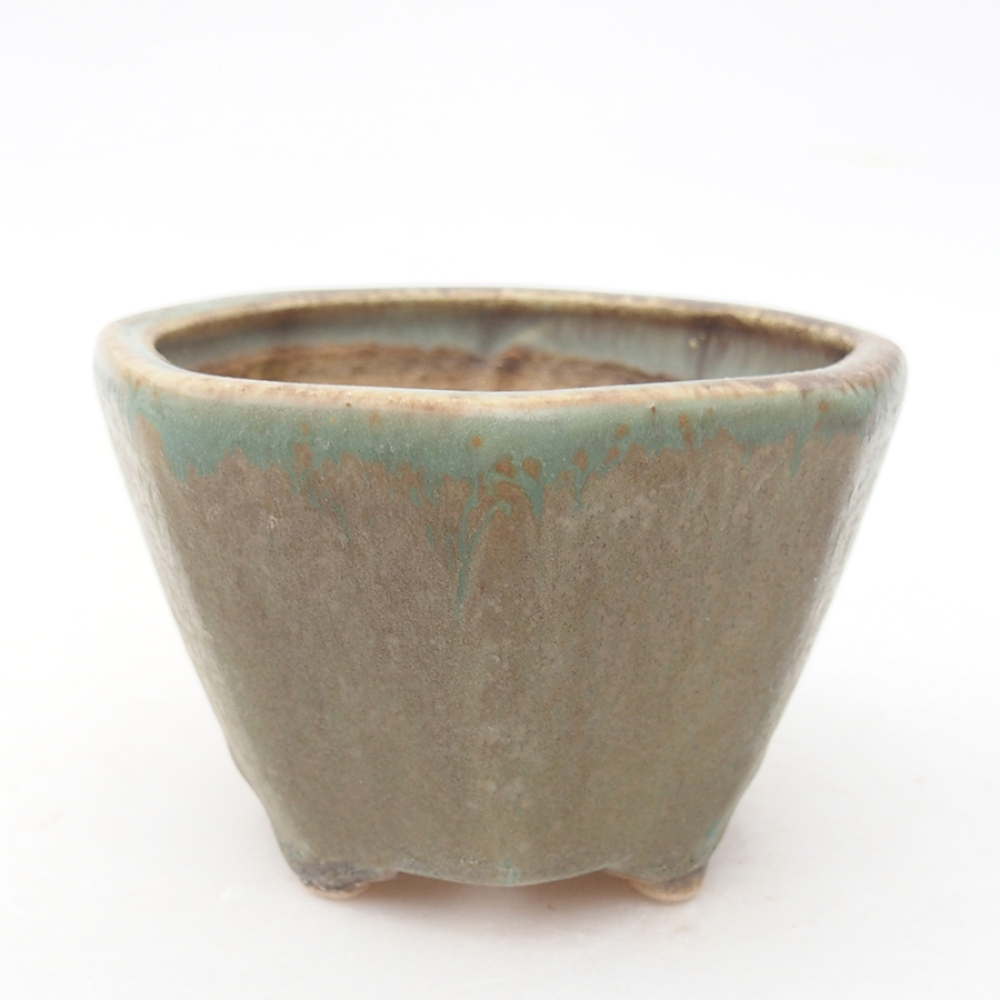 Ceramiczna miska do bonsai 8,5 x 8,5 x 6 cm, kolor zielony