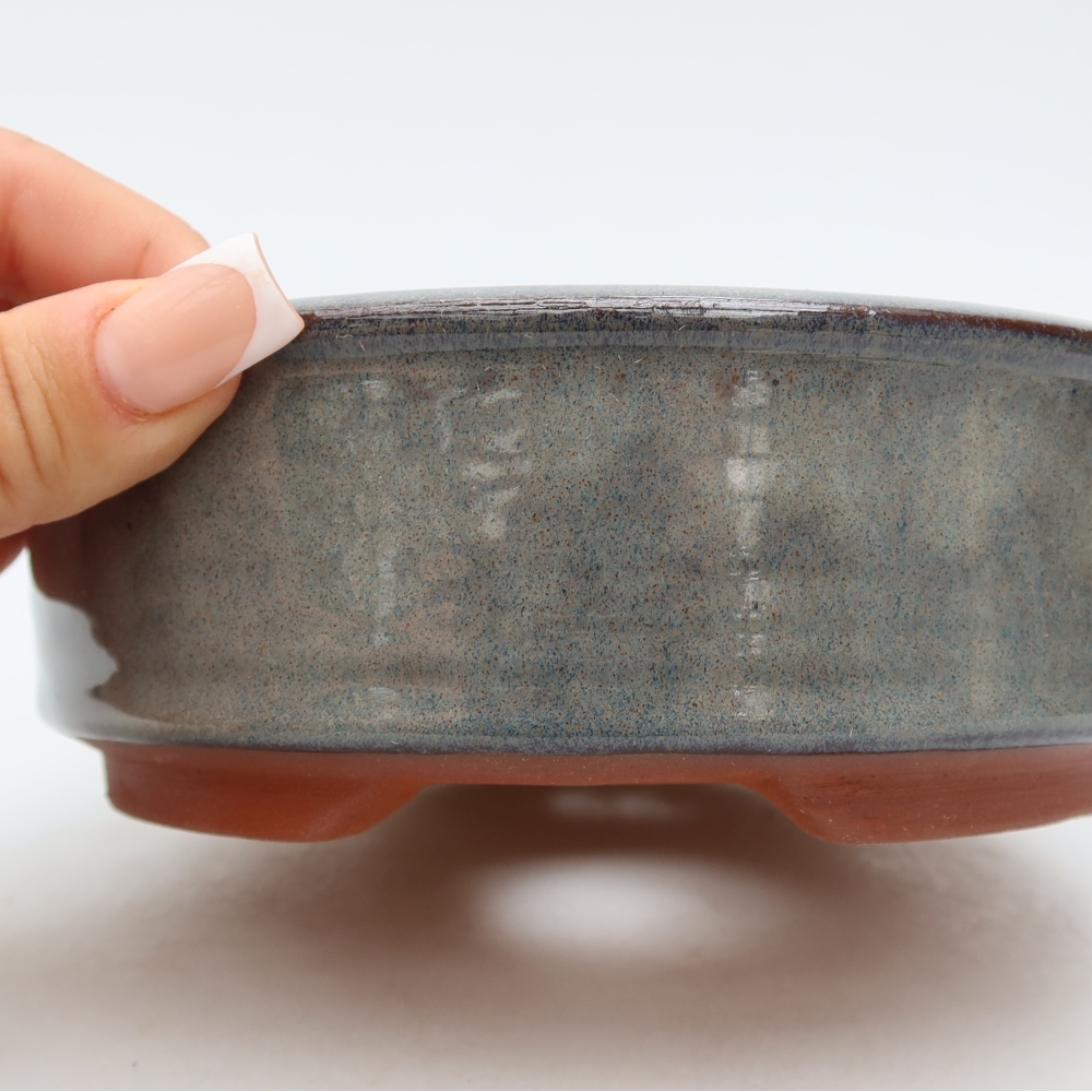 Ceramiczna doniczka do bonsai 15,5 x 15,5 x 5 cm, kolor szary