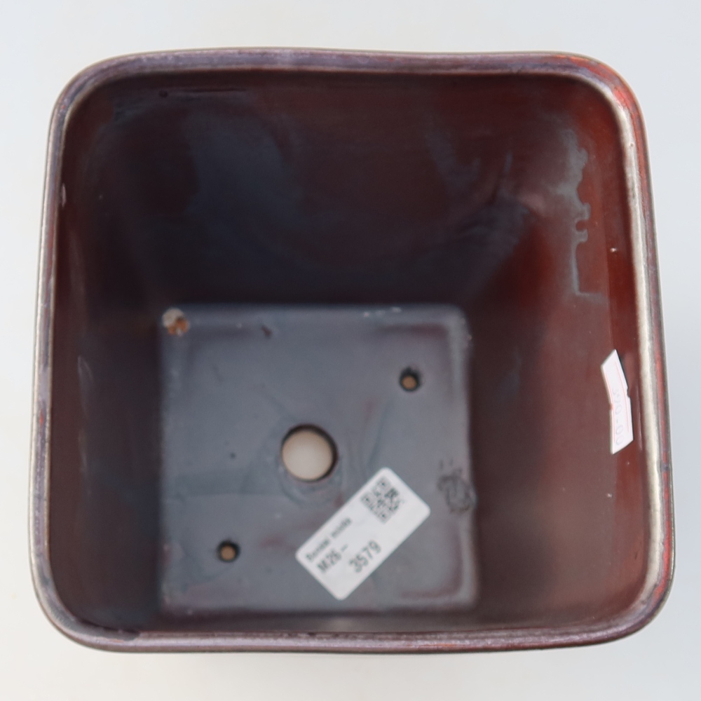 Ceramiczna miska bonsai 13,5 x 13,5 x 15 cm, kolor metaliczny