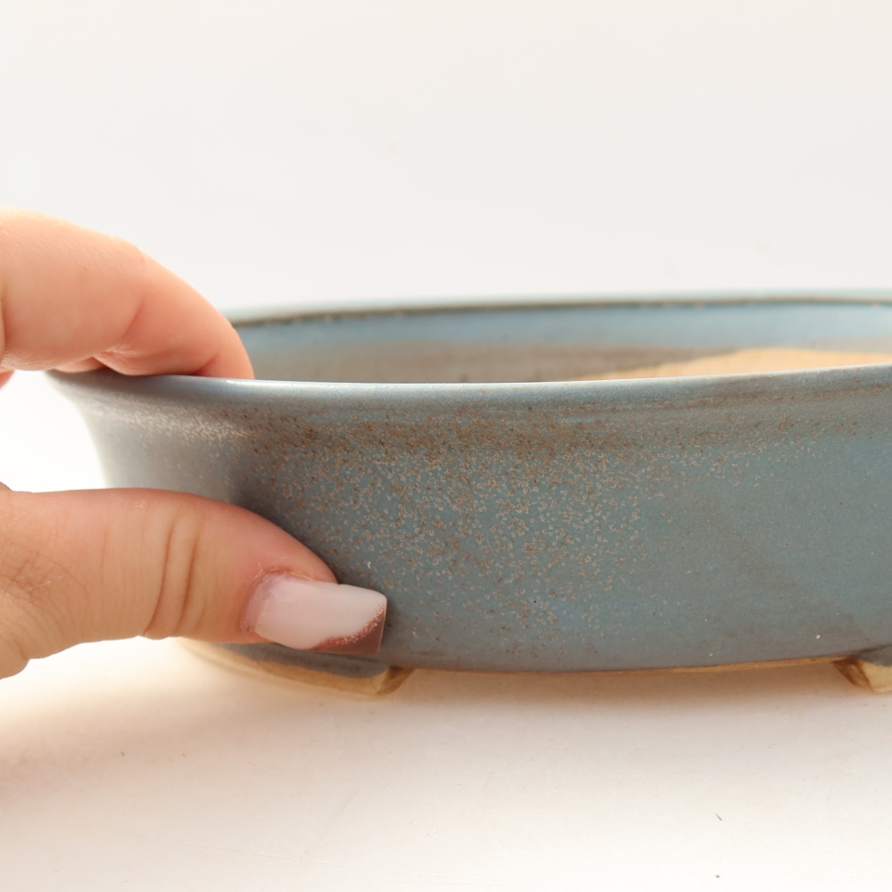 Ceramiczna miska do bonsai 21 x 19 x 5 cm, kolor niebieski